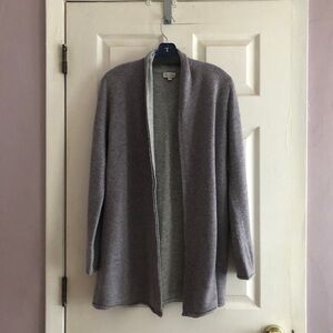 Krinross 100% Cashmere Heather Gray/Lavender Open Cardigan Classic Soft Luxury L